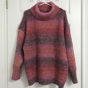 NWOT DESIGN LAB Ombre Cowl Neck Sweater Top Long Sleeve Mauve Brown Pink